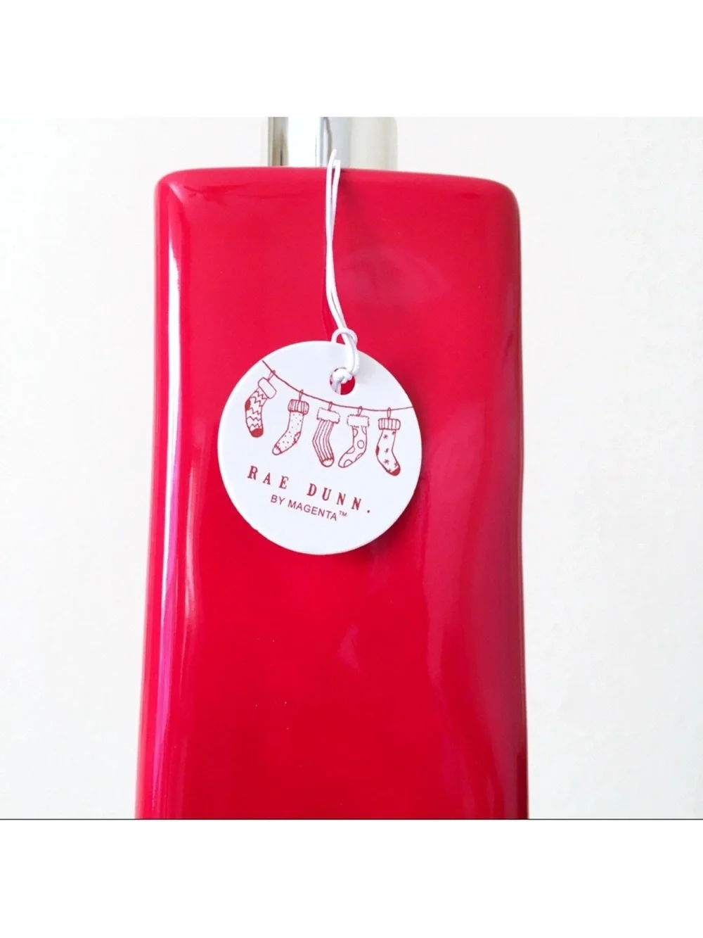 Rae Dunn JOY Red Ceramic Christmas Soap Dispenser - Hand Soap Pump